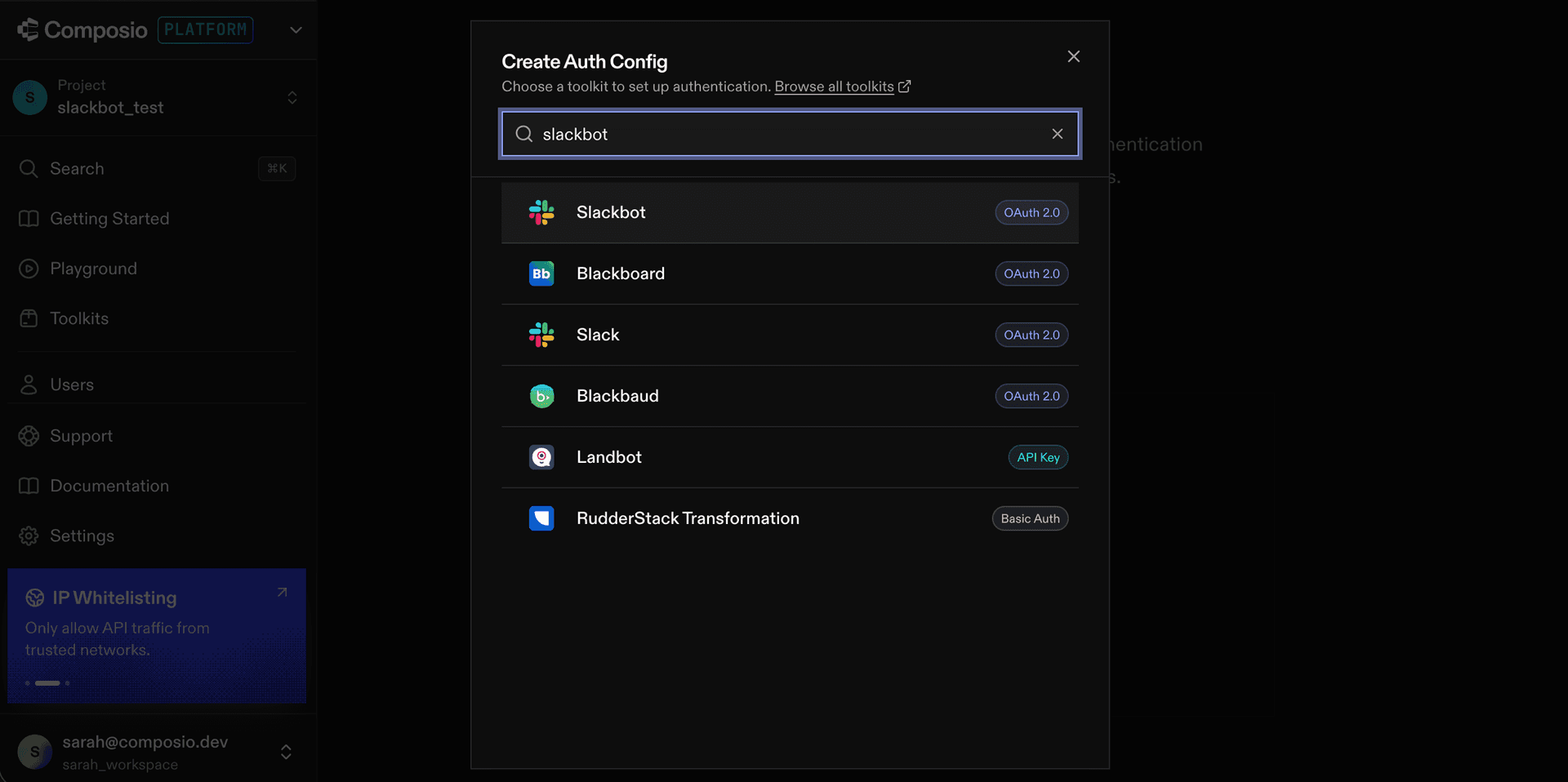 Choosing the Slackbot toolkit, not Slack