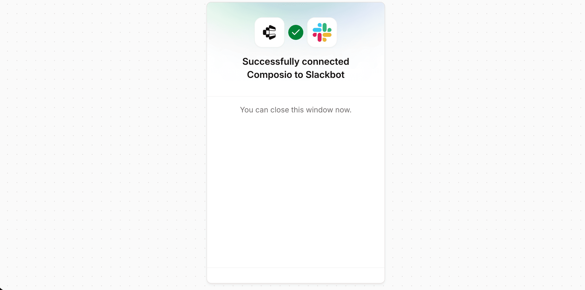 Composio successfully connected to Slackbot