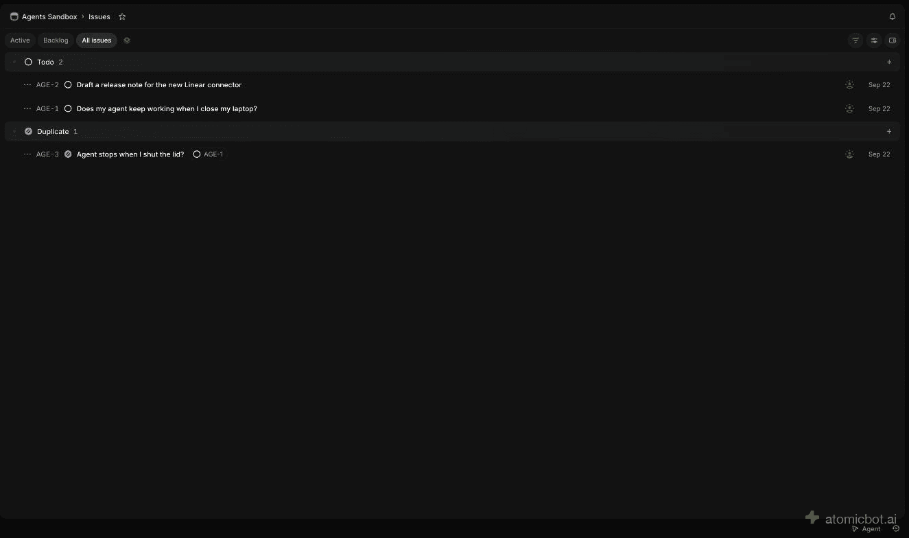 The Linear board with issues in different statuses